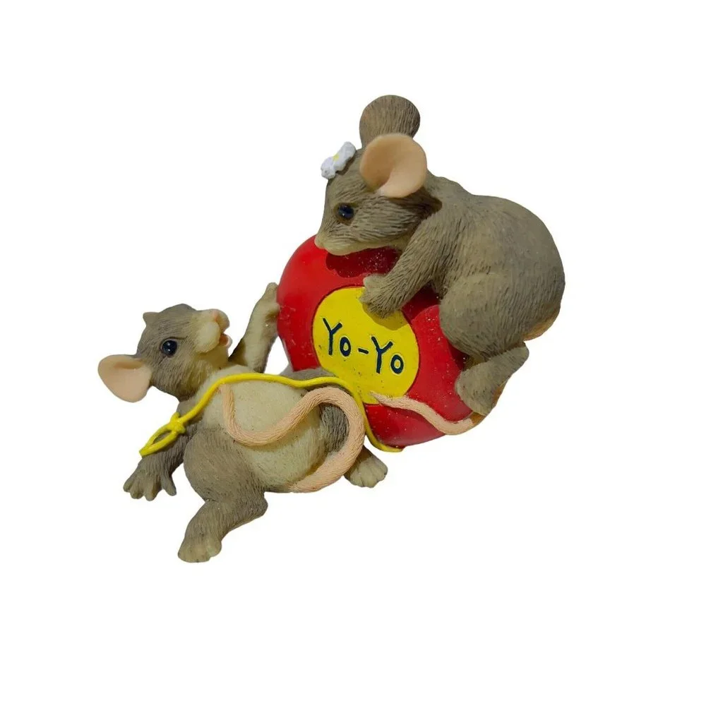 Fitz And Floyd Charming Tails Mouse Yo- Yo Even the Ups and Downs Are Fun Figure